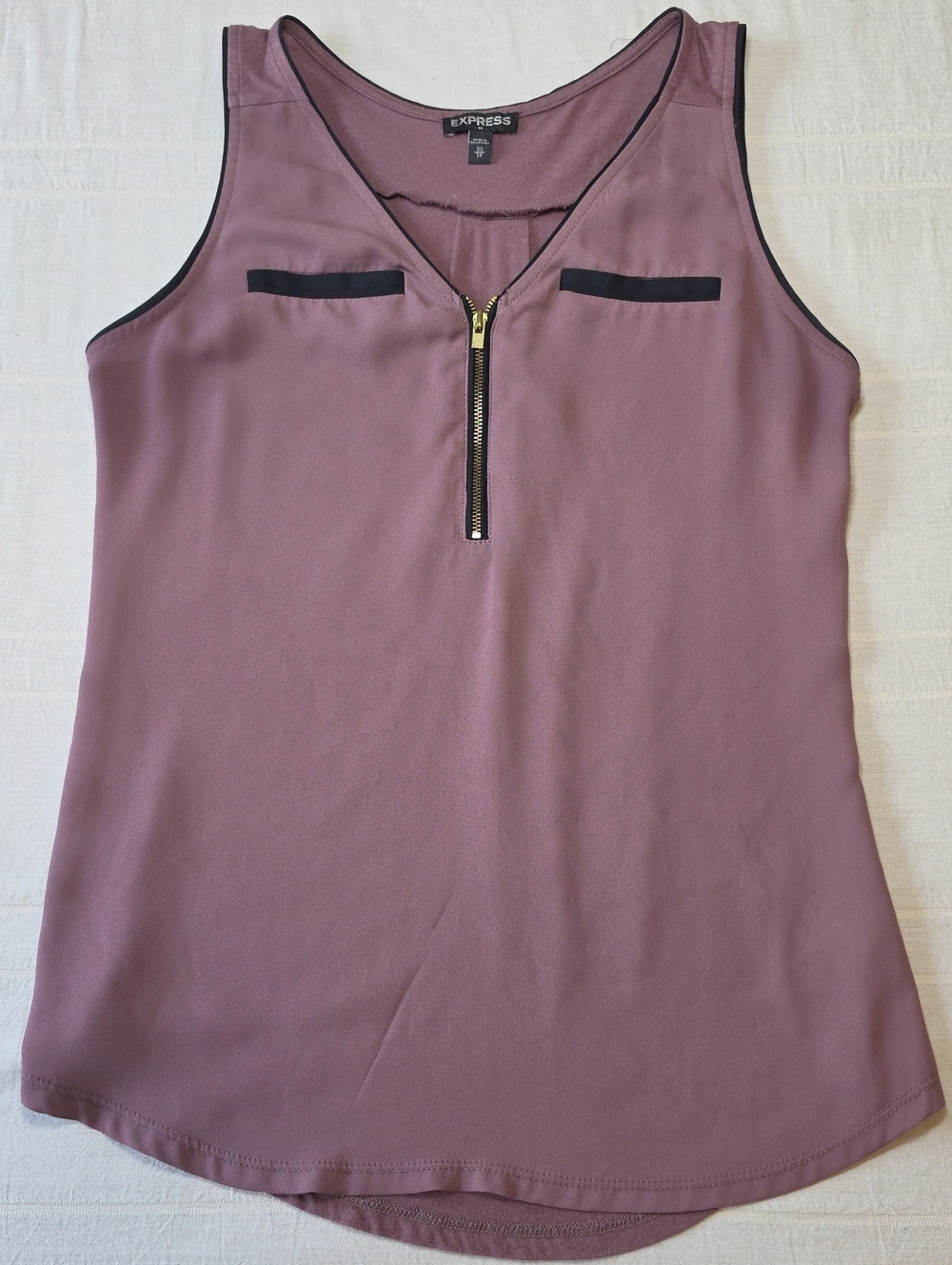 Express Mauve Zip-Front Sleeveless Blouse Size XS